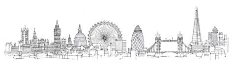 London cityscape pencil sketch London Skyline Tattoo, Skyline Tattoo, Skyline Drawing, London Drawing, London Cityscape, Drawing Scenery, City Sketch, Skyline Painting, Travel With Family