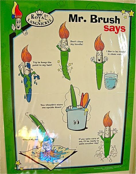 Mr. Brush Says... from Royal Langnickel Brush care in the classroom Mixing Primary Colors, Art Bulletin Boards, Art Room Posters, Room Signage, Art Lesson, Process Art, Art Classroom, Room Posters, Elementary Art