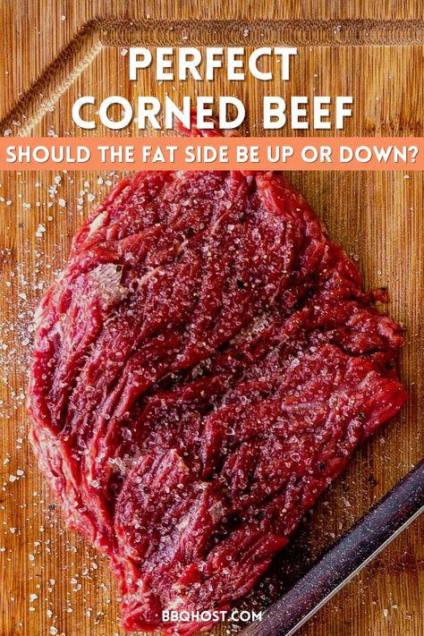 Cooking corned beef and wondering which way the fat should face? Discover the secrets to perfectly tender and flavorful meat for your grilled corned beef brisket or bbq corned beef recipes. Click to learn more and save for your next corned beef recipe! Homemade Corned Beef Recipes, How To Cook Corned Beef Brisket, Baked Corn Beef Brisket Recipe, How To Make Corned Beef, Bbq Corned Beef, Corned Beef Brisket Recipes, Corn Beef Recipes, Smoked Corn Beef, Grilled Corned Beef