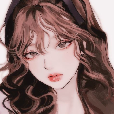 Brown Hair Girl Art, Long Hair Oc, Brown Hair Pfp, Y2k Art, Arte Grunge, Pretty Drawings, Anime Monochrome, Digital Art Anime, Art Icon