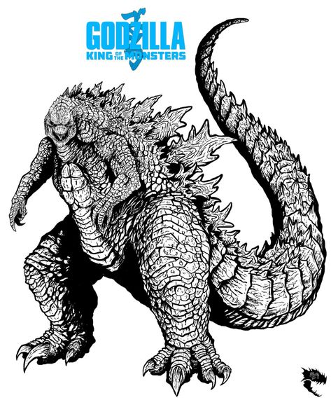 Godzilla 2019 by WretchedSpawn2012 on DeviantArt Godzilla Vs King Ghidorah, Godzilla Suit, Red Hood Comic, Godzilla Comics, Godzilla 2014, Shark Coloring Pages, Ink Doodles, Godzilla Wallpaper, Stippling Art