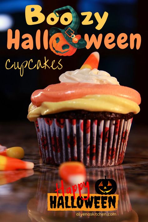 Boozy Halloween Cupcakes, Baileys Irish Cream Frosting, Baileys Cupcakes, Alcoholic Cupcakes, Irish Cream Frosting, Halloween Alcohol, Halloween Deserts, Boozy Cupcakes, Baileys Irish