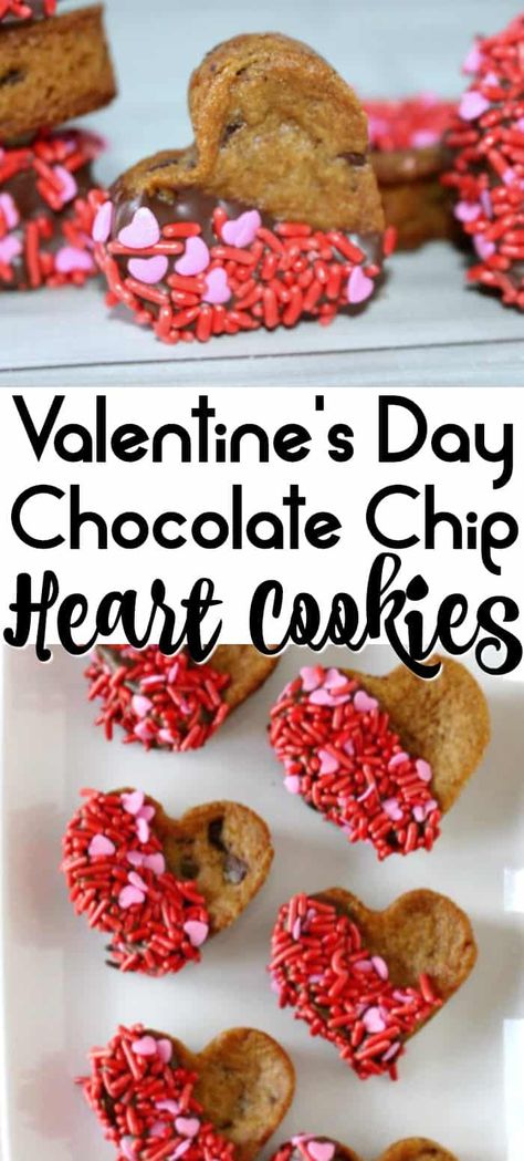 Valentines Day Chocolate Chip Cookies, Chocolate San Valentin, Valentines Recipes Desserts, Valentine's Day Chocolate, Easy Valentines, Valentines Day Chocolates, Low Carb Cheesecake, Favorite Cookie Recipe, Shaped Cookies