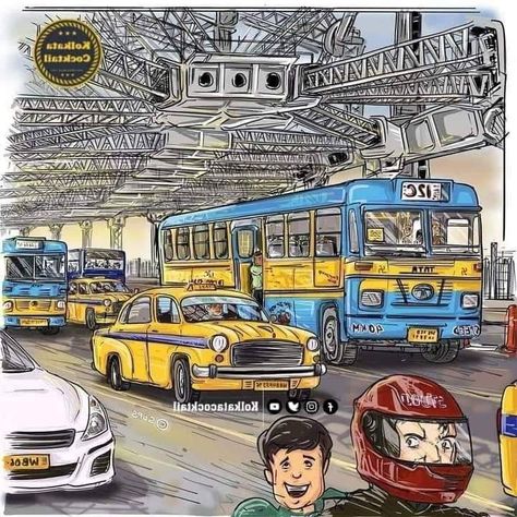 Kolkata Art, Howrah Bridge, Minion Drawing, Bengali Art, Indian Illustration, Boho Art Drawings, Blue Illustration, East India Company, Boho Art