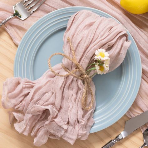 PRICES MAY VARY. Package: 24 pieces of 21"x21" guaze cloth napkins. Material: 100% natural soft cotton. Hand-dyed color and all edges are carefully stitched. Features: Whether knotted, folded into any shape you like, or laid flat as a placemat, these soft cheesecloth napkins are stylish. Or they can be matched with napkin rings to suit different needs and styles. Occasions: Can be used in various occasions, such us dinner party, baby shower, wedding, bridal shower, banquetand other occasions. Ca Cheese Cloth Napkins, Cheesecloth Napkins, Pink Thanksgiving, Easter Baby Shower, Fall Napkins, Rustic Napkins, Thanksgiving Napkins, Spring Baby Shower, Fall Table Decor