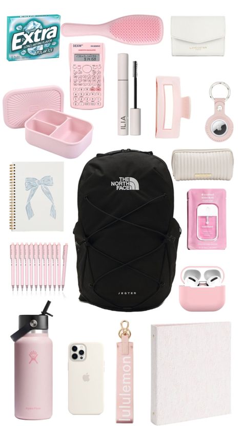 backpack pink essentials school Pink Essentials, School Backpack Essentials, Backpack Essentials, Pink Backpack, Nursing School, School Bag, School Backpacks, Girl Outfits, Backpacks