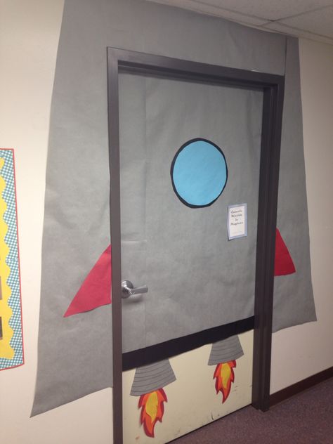 Rocket ship door Spaceship Door, Rocket Decorations, Kindergarten Classroom Setup, Room Door Decorations, Class Door, Space Unit, Kindergarten Rocks, Vbs 2023, Instagram Username Ideas