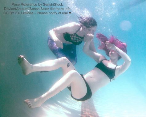 Mermaid Rescue Saving Underwater Drowning Pose Ref by SenshiStock on DeviantArt Underwater Drawing, Underwater Model, Mermaid Pose, Art Twitter, Couple Poses Reference, Anatomy Poses, Body Reference Poses, Human Poses Reference, Human Poses