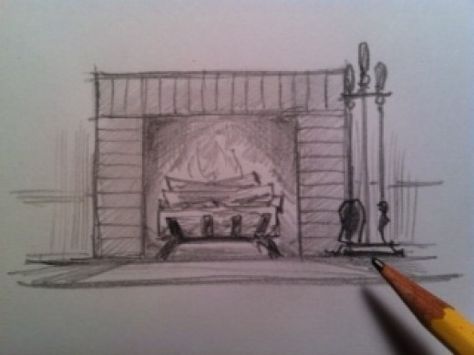 If you want to learn a quick and simple way to draw a fireplace, then this is the drawing tutorial for you. Like most abilities, drawing is simply a set of easily learned techniques. Take a look... Draw A Fireplace, Fireplace Sketch, Draw Bricks, Artificial Fireplace, Mandala Project, Linear Perspective, Fireplace Drawing, Wood Carrier, Simple Fireplace