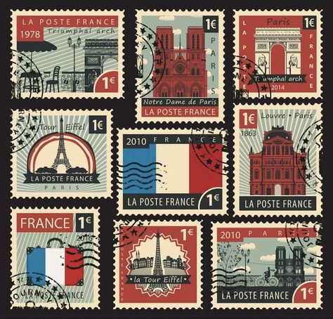 طوابع بريد, Postage Stamp Design, 달력 디자인, Writing Paper Printable Stationery, Paris Tour, طابع بريدي, Travel Stamp, Globe Art, Rare Stamps