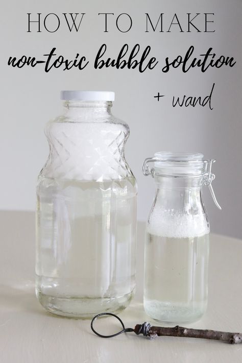 Homemade Bubble Solution, How To Make Bubbles, Homemade Bubbles, Bubble Solution, End Of Spring, Montessori Toddler Activities, Small Glass Bottles, Bubble Wands, Homemade Decor