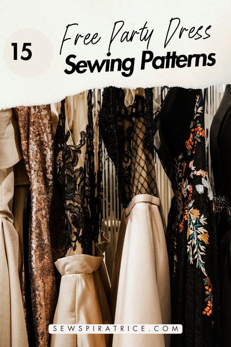 Sew your dream holiday dress with these 15 free sewing patterns, perfect for Christmas and New Year's parties! From elegant, floor-length gowns to fun, flirty cocktail dresses, this collection has something for every style and budget. Whether you're attending a formal event or a casual celebration, you can sew a beautiful dress that makes you feel fabulous. Save this pin and start your holiday sewing today! Sewing Patterns For Christmas, Cocktail Dress Patterns, Formal Dress Patterns, Holiday Sewing, Dress Patterns Free, Free Sewing Patterns, Sewing Tutorials Free, Dream Holiday, Dress Sewing Pattern