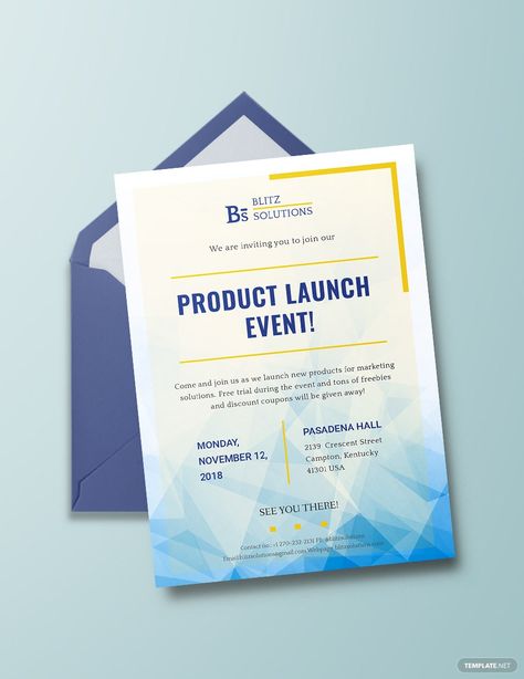 Instantly Download Free Product Launch Event Invitation Template, Sample & Example in Microsoft Word (DOC), Adobe Photoshop (PSD), Apple Pages, Microsoft Publisher, Adobe Illustrator (AI) Format. Available in 5x7 inches + Bleed. Quickly Customize. Easily Editable & Printable. Business Events Invitation, Event Invitation Design, Invitation Examples, Report Card Template, Graduation Invitations Template, Business Invitation, Event Template, Postcard Invitation, Free Invitation Templates