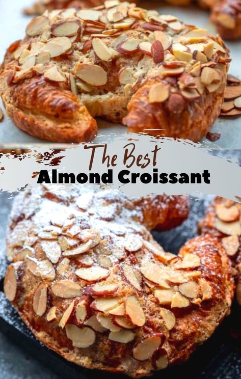 Filled Croissant Recipe, Almond Croissant Recipe, Crossiant Recipes, Crossant Recipes, Almond Paste Recipes, Almond Croissants, Almond Pastry, Croissant Recipe, Almond Croissant