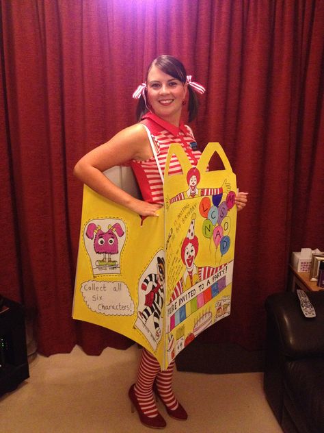 Happy meal Happy Meal Costume, Fast Food Costumes, Food Costumes, Fancy Dress Outfits, Up Costumes, Dress Up Costumes, Happy Meal, Youre Invited, Fancy Dress