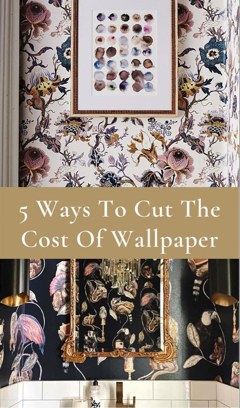 How to cut the cost of wallpaper How To Decorate Wallpapered Walls, Wear The Walls Wallpaper, Partially Wallpapered Wall, Gallery Wall Over Wallpaper, Partial Wallpaper Bathroom, Wallpaper Placement Ideas, Top Half Wallpaper, Ways To Use Wallpaper, Hanging Pictures On Wallpaper