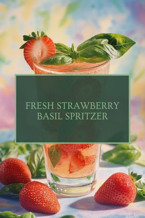 This pin showcases a refreshing Strawberry Basil Spritzer, emphasizing its bright colors and appealing combination of flavors. The drink integrates strawberries and basil, making it a perfect summer beverage enjoyed outdoors. Vodka Punch, Light Drinks, Strawberry Basil, Peach Ice Tea, Strawberry Slice, Grilled Burgers, Mocktail Recipes, Party Punch, How To Make Drinks