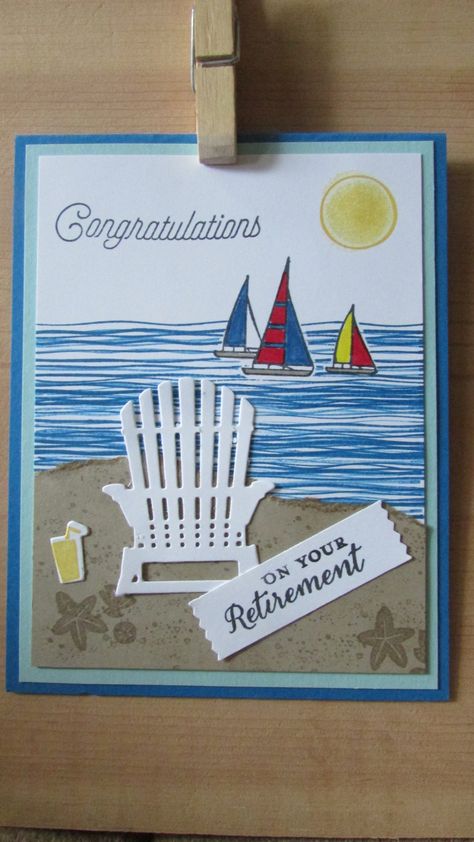 Retirement Cards Ideas, Diy Retirement Cards, Retirement Cards Handmade, Happy Retirement Cards, Nautical Cards, Board Quotes, Masculine Birthday Cards, Retirement Cards, Summer Cards