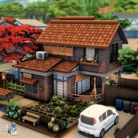 Japanese House Layout, Sims 4 Japanese House, Japanese House Plan, Tiny Japanese House, Small Japanese House, Mt Komorebi, Sims Design, Sims Lots, Sims 4 Houses Layout