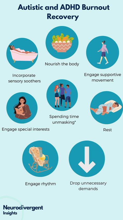 Following are some of my go-to recovering tips for Autistic & ADHD burnout: Attend to the sensory! Moving in ways that feel natural & good, reducing sensory load, engaging in restorative sensory activities Spend time unmasked Ensure appropriate accommodations are in place (at school, work, etc.) Practicing good boundaries in relationships Engage in activities that are enlivening (special interests, passions) Support healthy rhythms by prioritizing sleep hygiene, routines, & practices. ⁠ Tips For Autistics, Sensory For Adults, Sensory Activities Adults, Sensory Activities For Adults, Experiential Therapy, Asd Spectrum, Boundaries In Relationships, Sensory Disorder, Sleep Hygiene