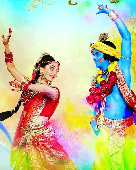 Radhakrishn Wallpaper, Krishna And Rukmini, Krishna Rukmini, Rukmini Krishna, Krishna Holi, Headphones Art, Radha Krishna Holi, Holi Photo, Holi Images