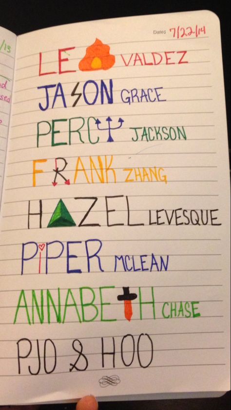 Names I drew from pjo and hoo Pjo Drawings, Jackson Name, Percy Jackson Drawings, Name Drawings, Hazel Levesque, Frank Zhang, Jason Grace, Rick Riordan Books, Rick Riordan