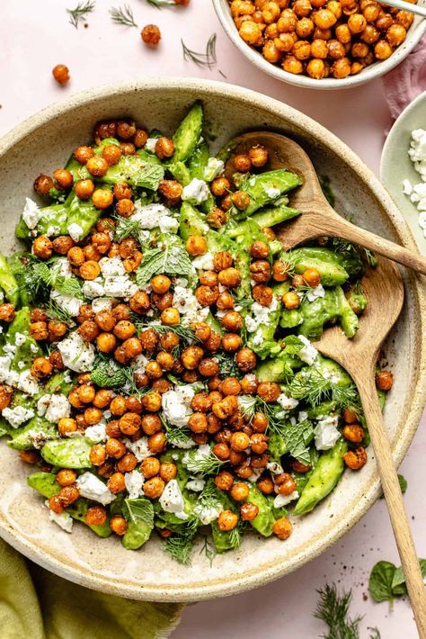 Cucumber Salad with Crispy Chickpeas - The Defined Dish The Defined Dish, Defined Dish, Crunchy Chickpeas, Side Salad Recipes, Chick Pea, Crispy Chickpeas, Fennel Salad, Pea Salad, Chickpea Recipes