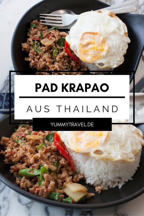 An jeder Straßenecke gibt es das leckere Pad Krapao in Thailand. Das ist Wokgericht, mit Hackfleisch, viel Schärfe und Basilikum. Zuhause kannst du dieses Rezept auch ganz einfach zubereiten. Chili | Street Food | Garküche Rezept | Einfaches Rezept | Schnelles Rezept | Thai Küche | Thai Essen | Essen Rezepte | Abendessen | Mittagessen Captain Cook, Vietnam Food, Asian Kitchen, Thai Street Food, Thai Dishes, Minced Meat, Thai Food, Thai Recipes, Savoury Food