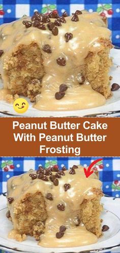 PEANUT BUTTER CAKE WITH PEANUT BUTTER FROSTING Cake With Peanut Butter Frosting, Butter Cake Recipe, Peanut Butter Cake, Peanut Butter Desserts, Peanut Butter Frosting, Butter Frosting, Peanut Butter Lovers, Peanut Butter Recipes, Piece Of Cake