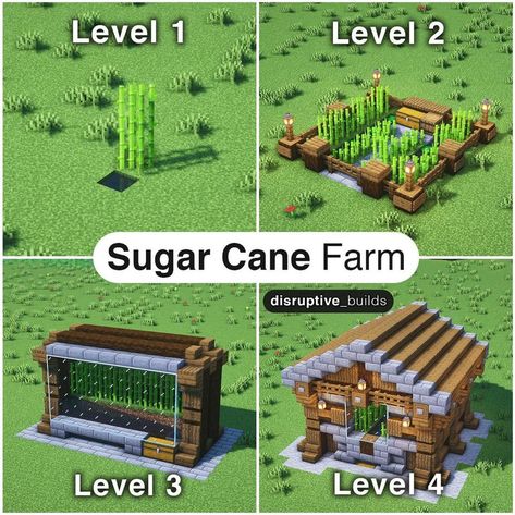 Minecraft Building Ideas Survival, Buildings In Minecraft, Minecraft Survival Builds, Minecraft Survival Ideas, Amazing Minecraft Builds, Sugar Cane Farm, Minecraft Essentials, Minecraft Create, Minecraft Decoration