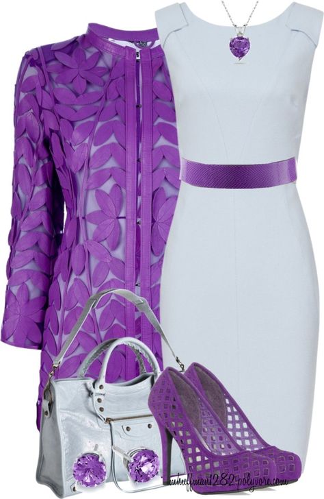 "Caban Romantic Coat" by mhuffman1282 ❤ liked on Polyvore White Pump, Afrikaanse Mode, Chique Outfits, Purple Outfits, Purple Shoes, فستان سهرة, Red Sole, Looks Chic, Complete Outfits