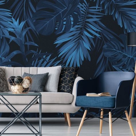 Blue Entryway, Gold Abstract Wallpaper, I Love Wallpaper, Hawaiian Plants, Dark Background Wallpaper, Wallpaper Uk, Bedroom Murals, Wallpaper Living Room, Wallpaper Bedroom