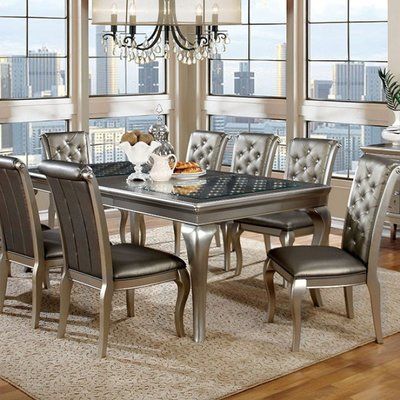 House of Hampton Cyra Contemporary Dining Table Size:  30"H x 66"W x 42"D Contemporary Dining Room Tables, Dining Room Table And Chairs, Formal Dining Room Sets, Set Meja Makan, Dining Room Furniture Modern, Contemporary Dining Table, Expandable Dining Table, Contemporary Dining Room, Table Black