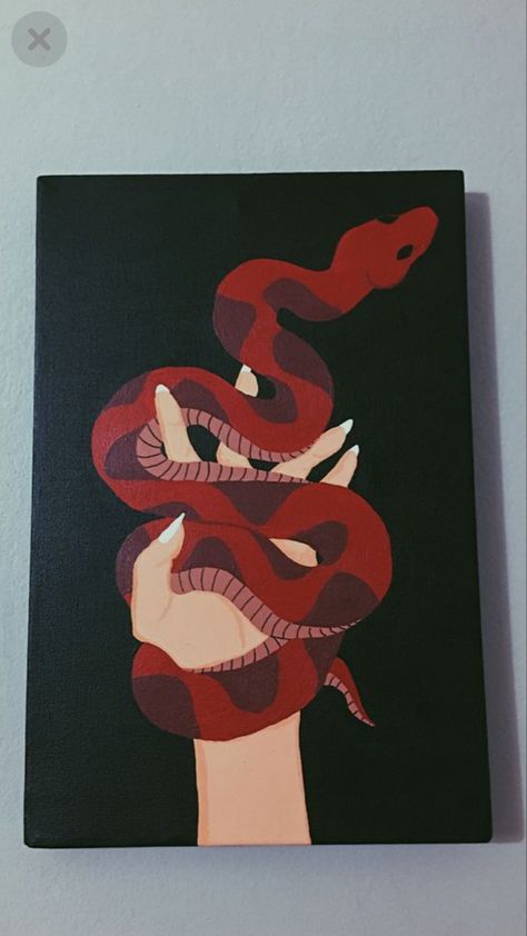 Snake Painting Acrylics, Meaningful Paintings, Pink Canvas Art, Acrylic Painting Inspiration, Red Snake, Posca Art, Cute Canvas Paintings, Canvas Drawings, Soyut Sanat Tabloları