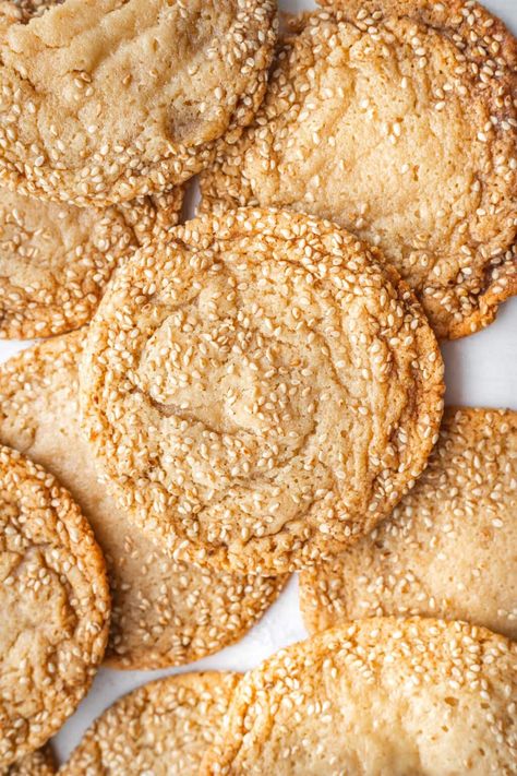 Chewy Honey Sesame Cookies - Cooking Therapy Cooking Therapy, Seed Cookies, Sesame Cookies, International Desserts, Peanut Candy, Honey Sesame, Honey Cookies, Cookie Spread, Easy Seafood Recipes