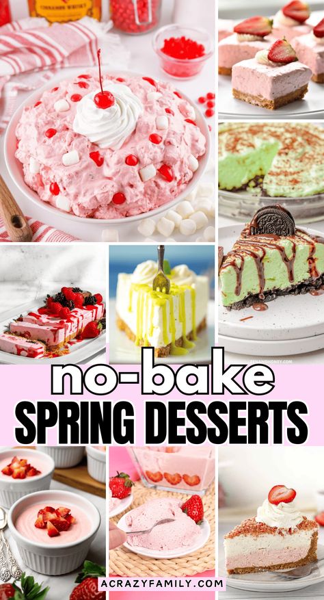 No-bake spring desserts make a cool and satisfying treat on warmer days or a quick and easy dessert to enjoy with your family. These no-bake recipes are sure to please so you can enjoy the season to its fullest. Easter Desserts No Bake Cheesecake, No Bake Spring Desserts, Summer No Bake Desserts, Easy Spring Desserts Simple, Summer Desserts Easy No Bake Simple, Summer Desserts Easy No Bake Strawberry Icebox Cake, Magnolia Bakery Banana Pudding, Easy No Bake Cookies, Easy No Bake Cheesecake