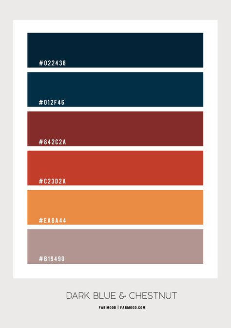 Chestnut and Dark Blue Colour Scheme– Colour Palette #102 Chestnut Colour Palette, Colour Palette Dark Blue, Dark Blue Colour Combinations, Red And Blue Colour Palette, Dark Blue Color Combinations, Dark Blue Autumn, Dark Blue Color Palette, Navy Branding, Autumn Colour Palette