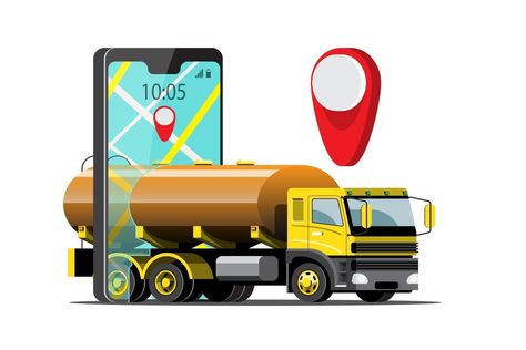 Big isolated vehicle vector colorful icons, flat illustrations of delivery by van through GPS tracking location. delivery vehicle, gas, gasoline, fuel delivery, instant delivery, online delivery. Fuel Illustration, Colorful Icons, Fuel Truck, Online Delivery, Screen Video, Graphic Poster Art, Green Screen Video Backgrounds, Gps Tracking, Flat Illustration