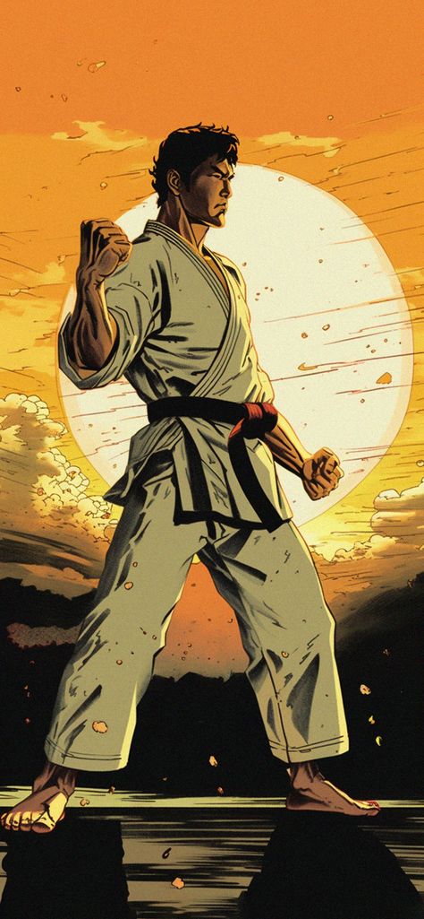 Karate & Sunset Art Wallpaper - Karate Aesthetic Wallpaper iPhone Sun Patterns, Martial Arts Manga, Cool Sunset, Kyokushin Karate, Shotokan Karate, Karate Martial Arts, Ip Man, Inner Warrior, Martial Arts Workout