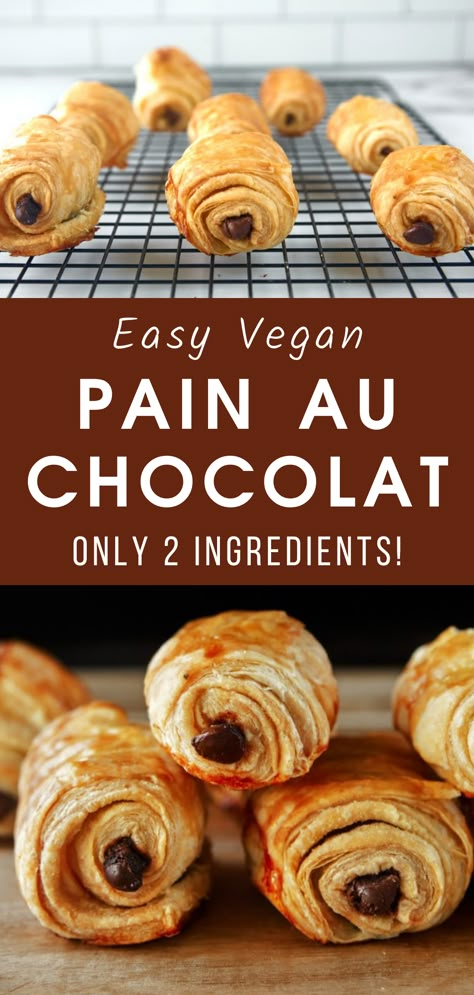 Vegan Recipes Using Puff Pastry, Easy Vegan Puff Pastry Dessert, Vegan Chocolate Croissant, Vegan Breakfast Pastry Recipes, Vegan Puff Pastry Recipes Desserts, Vegan French Desserts, Vegan Puff Pastry Dessert, Vegan Puff Pastry Recipes, Recipes With Puff Pastry