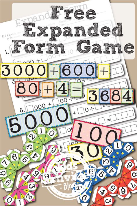 Free printable place value game for learning expanded form from Little Learning Lovies and Kids Activities Blog. Expanded Form Math, Third Grade Math Games, Place Value Game, Math Place Value, Math Number Sense, Expanded Form, Fourth Grade Math, Math Intervention, Second Grade Math