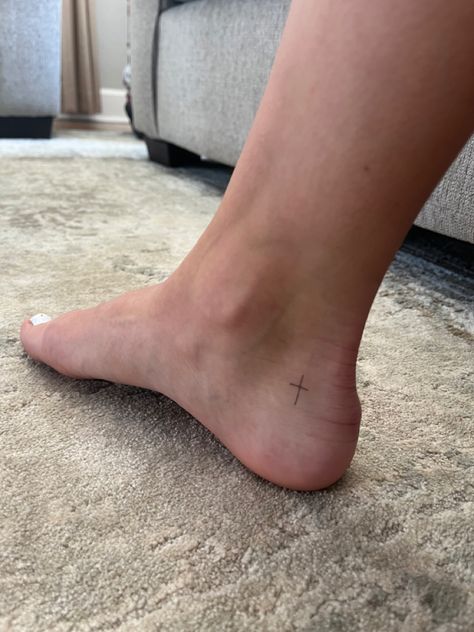 Cross Tattoos For Women Ankle, Ankle Cross Tattoos For Women, Ankle Cross Tattoo, Cross Tattoo On Ankle, Dainty Tattoos For Women, Heel Tattoos, Cross Tattoos For Women, Cross Tattoos, Dainty Tattoos