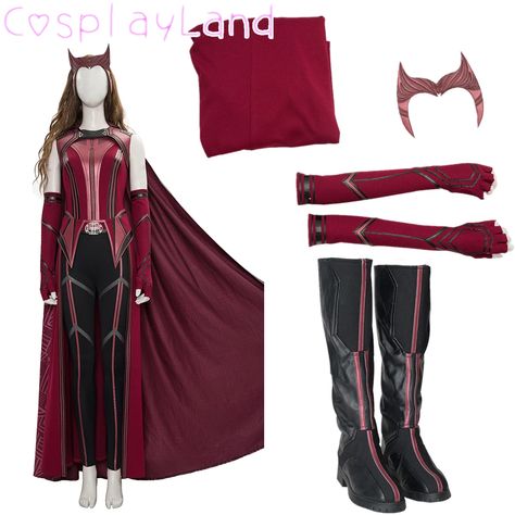 Wanda Maximoff Halloween, Scarlet Witch Halloween Costume, Wanda Outfit, Scarlet Witch Halloween, Wandavision Scarlet Witch, Scarlet Witch Costume, Scarlet Witch Cosplay, Fancy Outfit, Witch Cosplay