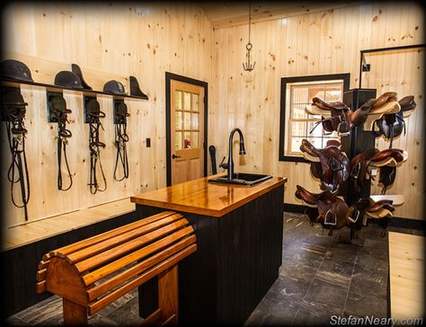 www.kingbarns.com Helmet Shelf, Tack Room Ideas, Luxury Horse Barns, Dream Barn Stables, Tack Room Organization, Horse Tack Rooms, Barn Hacks, Horse Barn Ideas Stables, Horse Barn Designs