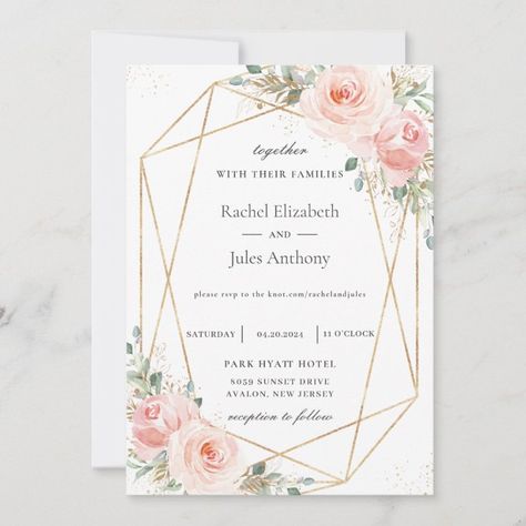 Green Gold Weddings, Blush Pink Wedding Invitations, Geometric Wedding Invitation, Light Pink Wedding, Rose Gold Invitations, Chic Wedding Invitations, Pink And Gold Wedding, Rose Wedding Invitations, Blush Wedding Invitations