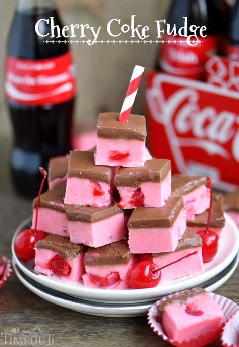 Cherry Coke Fudge - The BEST Christmas Fudge Recipes! Cherry Fudge, Holiday Fudge Recipes, Holiday Fudge, Homemade Fudge Recipes, Fudge Chocolate, Mom On Timeout, Cherry Coke, Christmas Fudge, Fudge Recipes Easy