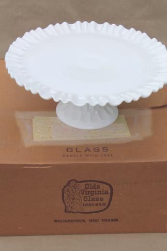 vintage milk glass cake stand, Fenton Olde Virginia thumbprint pattern pedestal plate Milk Glass Cake Stand, Cake Holder, Glass Cake, Glass Cake Stand, Plate Stands, Cake Stands, Vintage Dishes, Cake Inspiration, Cake Plates