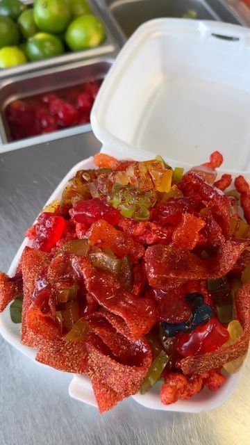 Pineapple Food Ideas, Chamoy Cucumber, Tajin Gummy Bears Recipe, Hot Cheetos Pickles, Gummy Bears With Chamoy, Gummy Chamoy, Hot Cheeto Pickles, Hot Cheetos, Chamoy And Tajin Gushers Recipe