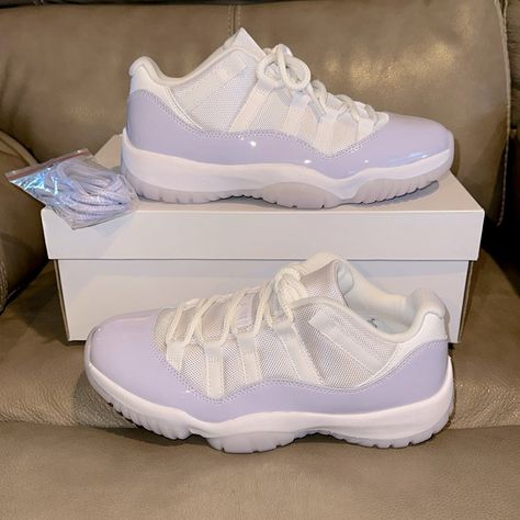 New! Never Worn. With Box. Purple Shoe Laces. *Women’s 8.5, Grade School 7y* Light Purple Jordans, Cute Cheap Purple Sneakers, Purple And White Jordans, Womens Jordans Purple, Jordan 11 Purple, Purple Retro Jordans, Jordan 11s Outfit, Purple Jordans, Jordan Shoes Women