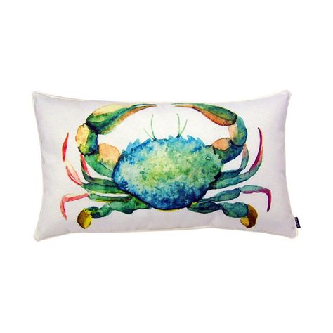 Lava Crab Rectangle Indoor/Outdoor Pillow - 56092.64 Blue Crab Watercolor, Crab Pillow, Crab Watercolor, Maryland Blue Crab, Modern Coastal Decor, Ocean Gifts, Coastal Pillows, New Homeowner Gift, Coastal Bedrooms